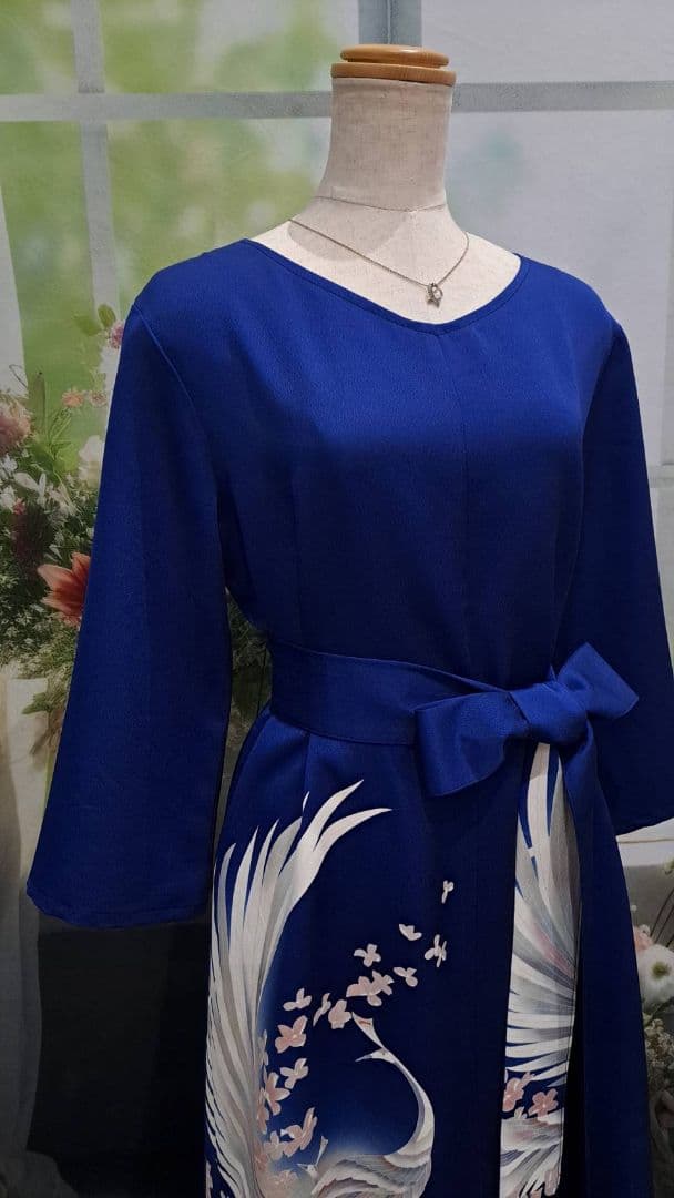 着物リメイク　ワンピース　ドレス　正絹　訪問着　付け下げ　ハンドメイド