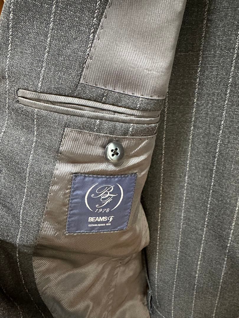 BEAMS F ストライプ スーツ　グレー　46