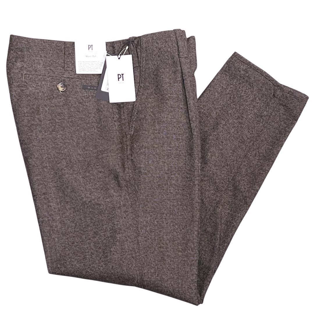 PT TORINO トリノ ウールスラックス 34 ブラウン系 WORN OUT