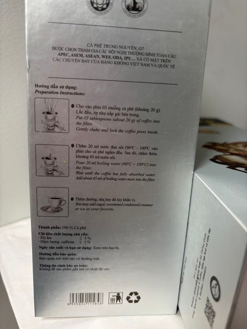 Trung NguyeコーヒーSang Tao 8セット 500g x2個