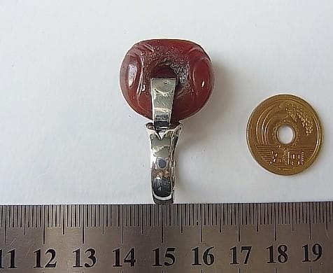 ★Q2402★13号 シルバー銀リング (A56) 古代　瑪瑙　印章　指輪