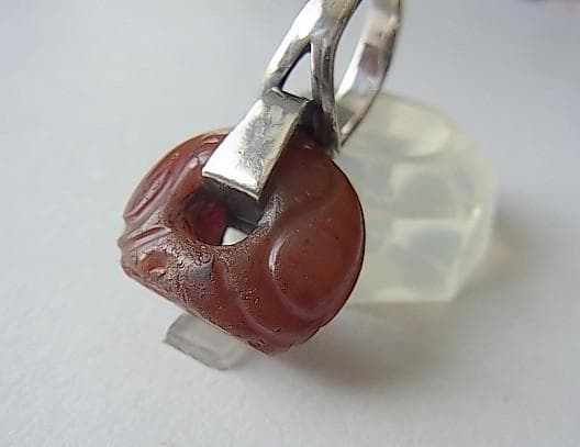 ★Q2402★13号 シルバー銀リング (A56) 古代　瑪瑙　印章　指輪