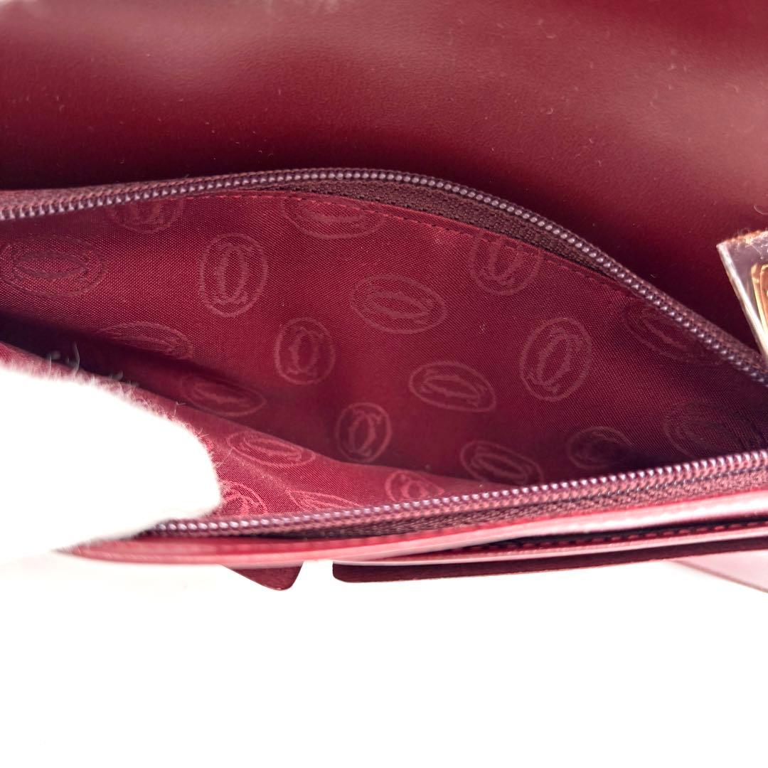 未使用保管品 カルティエ 長財布 マストライン レザー ロゴ 箱付 ボルドー