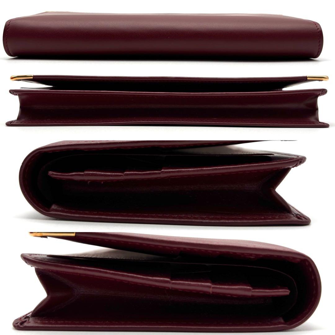 未使用保管品 カルティエ 長財布 マストライン レザー ロゴ 箱付 ボルドー