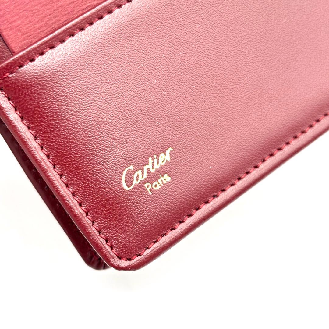未使用保管品 カルティエ 長財布 マストライン レザー ロゴ 箱付 ボルドー