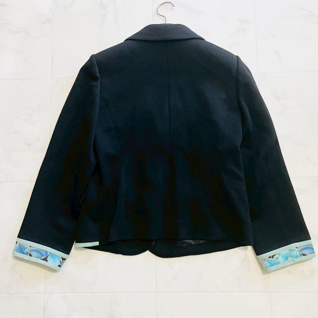 美品✨レオナール 大きいサイズ フラワートリムデザイン テーラードジャケット 黒