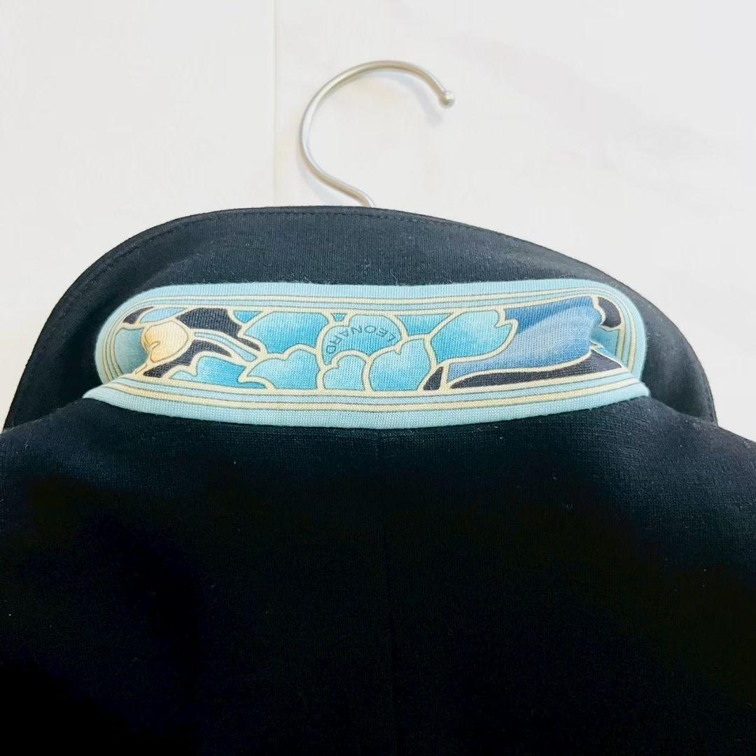 美品✨レオナール 大きいサイズ フラワートリムデザイン テーラードジャケット 黒