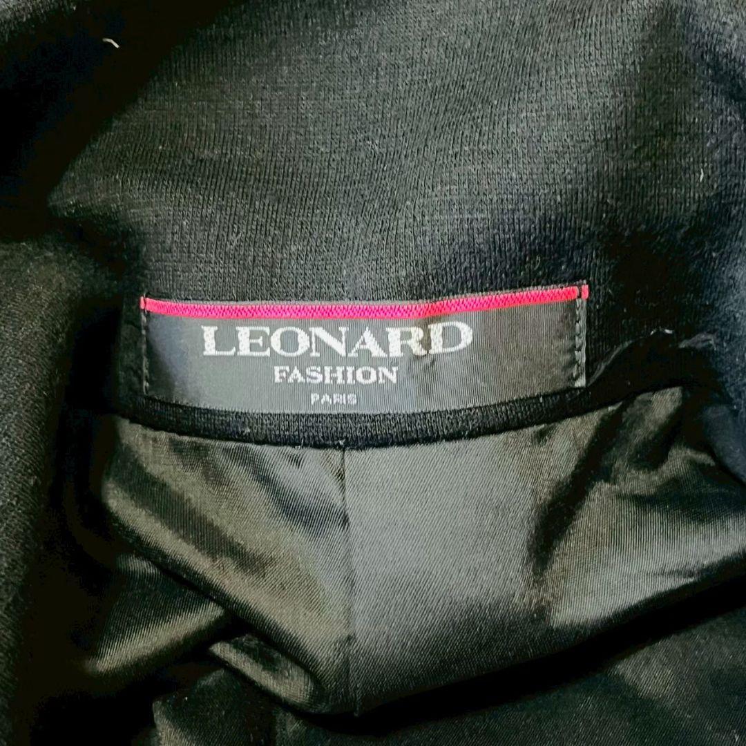 美品✨レオナール 大きいサイズ フラワートリムデザイン テーラードジャケット 黒