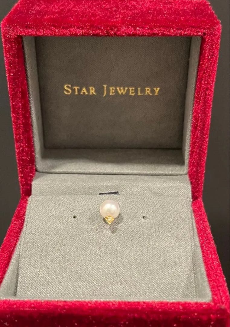 STAR JEWELRY 片耳用ピアス　あこやパール　ダイヤモンド　キャッチなし