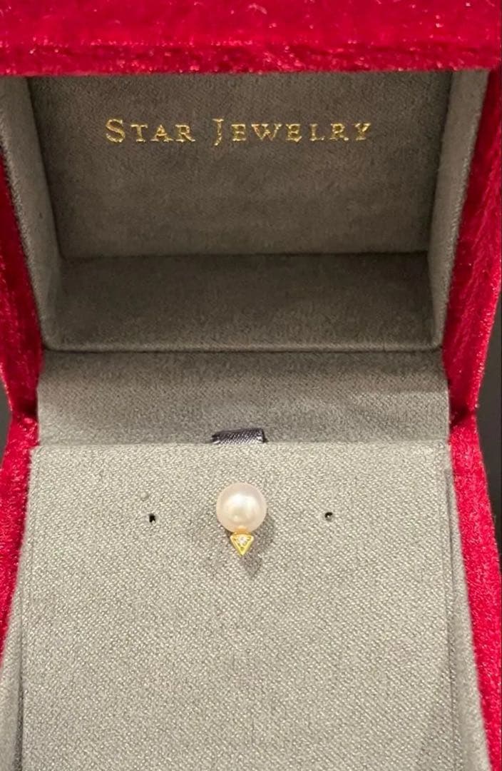 STAR JEWELRY 片耳用ピアス　あこやパール　ダイヤモンド　キャッチなし