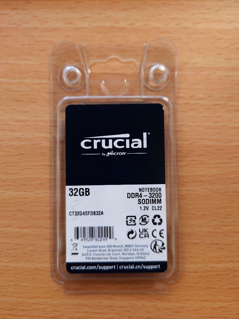 メモリー crucial 32GB DDR4-3200 SODIMM