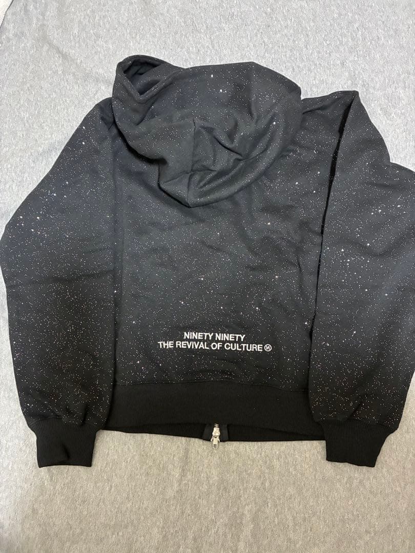 90s スパンコール付きフードパーカー ブラック