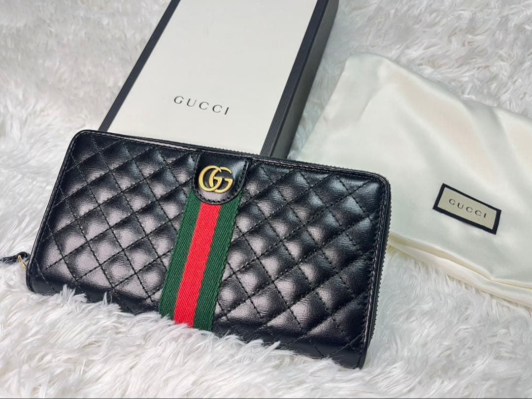 【未使用品】 超美品 グッチ GUCCI オフィディア GG長財布 レザー 黒