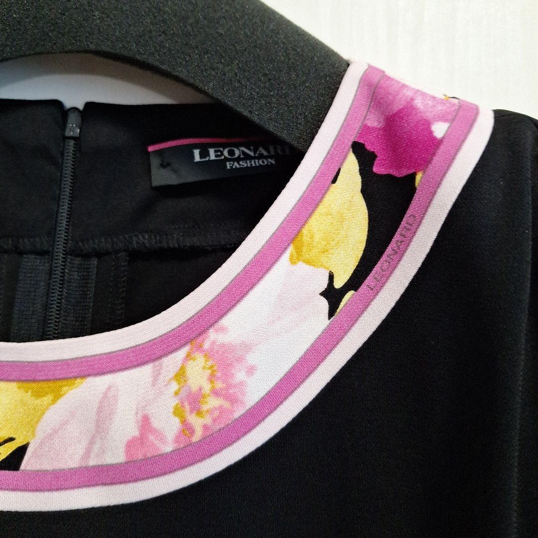 LEONARD FASHION 黒 ピンク長袖 チュニック　ワンピース　42