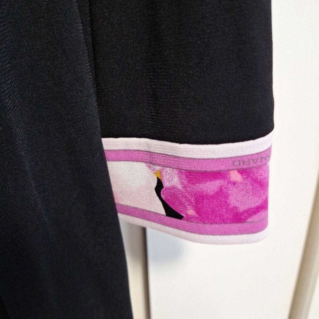 LEONARD FASHION 黒 ピンク長袖 チュニック　ワンピース　42