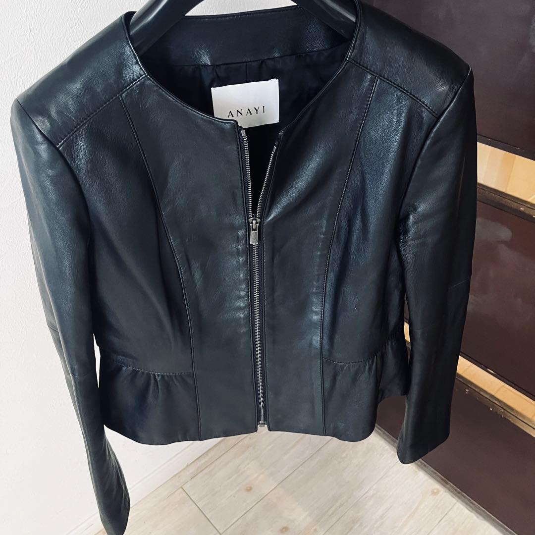 新品☆ ANAYI ラムレザー ぺプラムジャケット/セオリー、23区、ロペ
