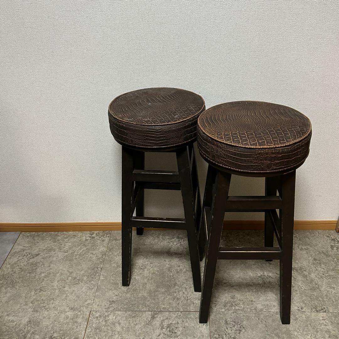 ꧁ヴィンテージ家具꧂カウンタースツール2脚 ハイチェア バー いす イス 椅子