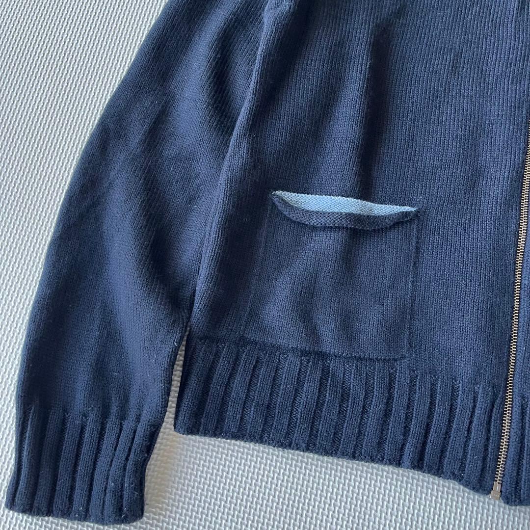 美品 Paul Smith ドライバーズニット ネイビー ウール M ハイネック