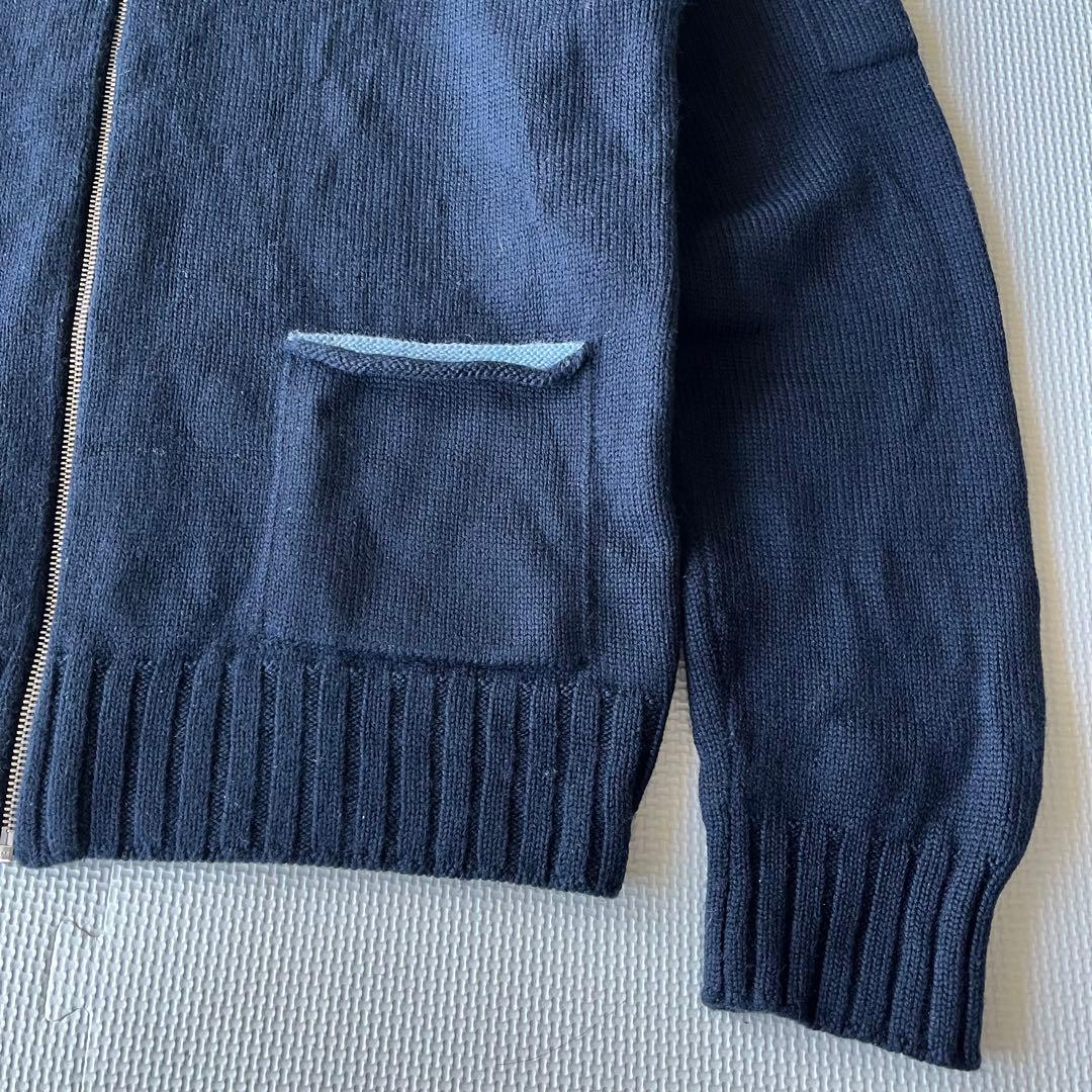 美品 Paul Smith ドライバーズニット ネイビー ウール M ハイネック