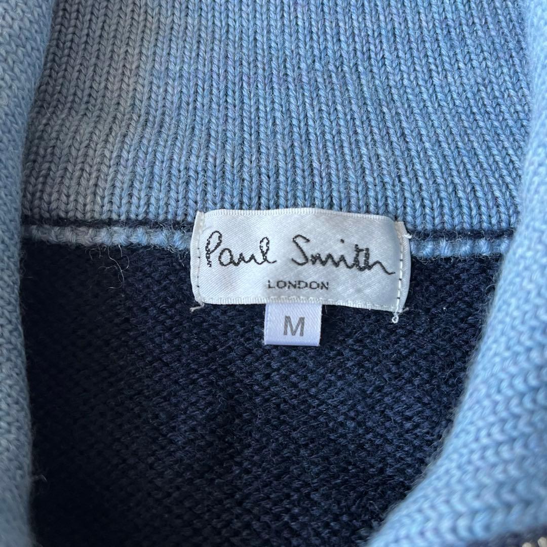 美品 Paul Smith ドライバーズニット ネイビー ウール M ハイネック