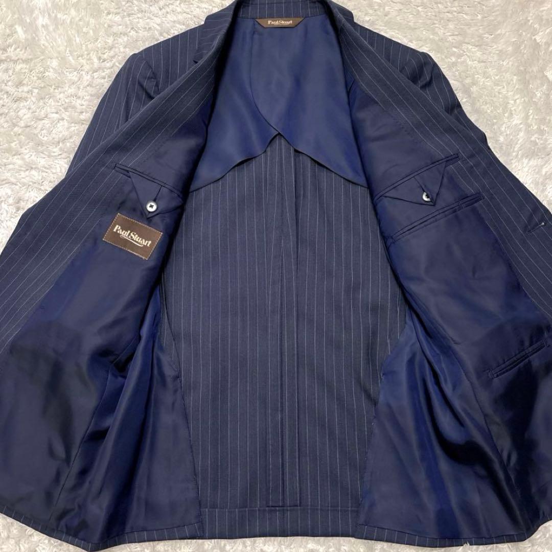 極美品✨ ポールスチュアート ビジネススーツ セットアップ ネイビー ストライプ