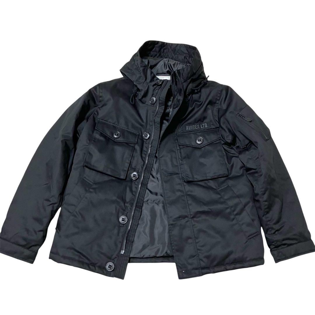 【未使用】AVIREX アヴィレックス ミリタリージャケット フード XL 黒