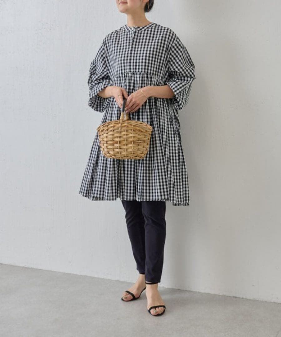 ✨極美品✨ビアズリー　先染め　ギャザーチュニック　ギンガムチェック　綿100%