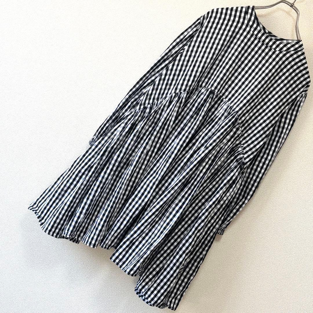 ✨極美品✨ビアズリー　先染め　ギャザーチュニック　ギンガムチェック　綿100%