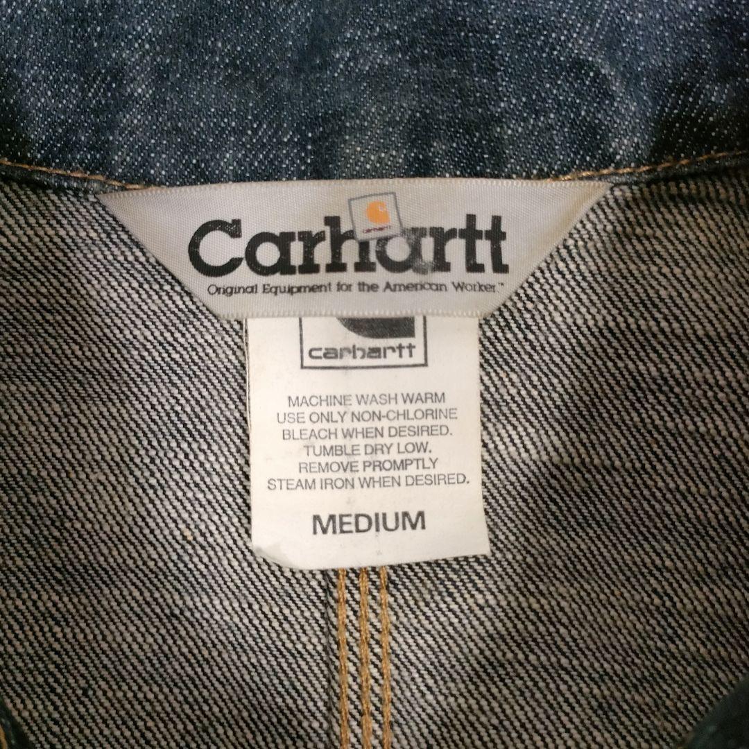 【美品】Carhartt◆デニムカバーオール◆M/ダークインディゴ◆レザーパッチ