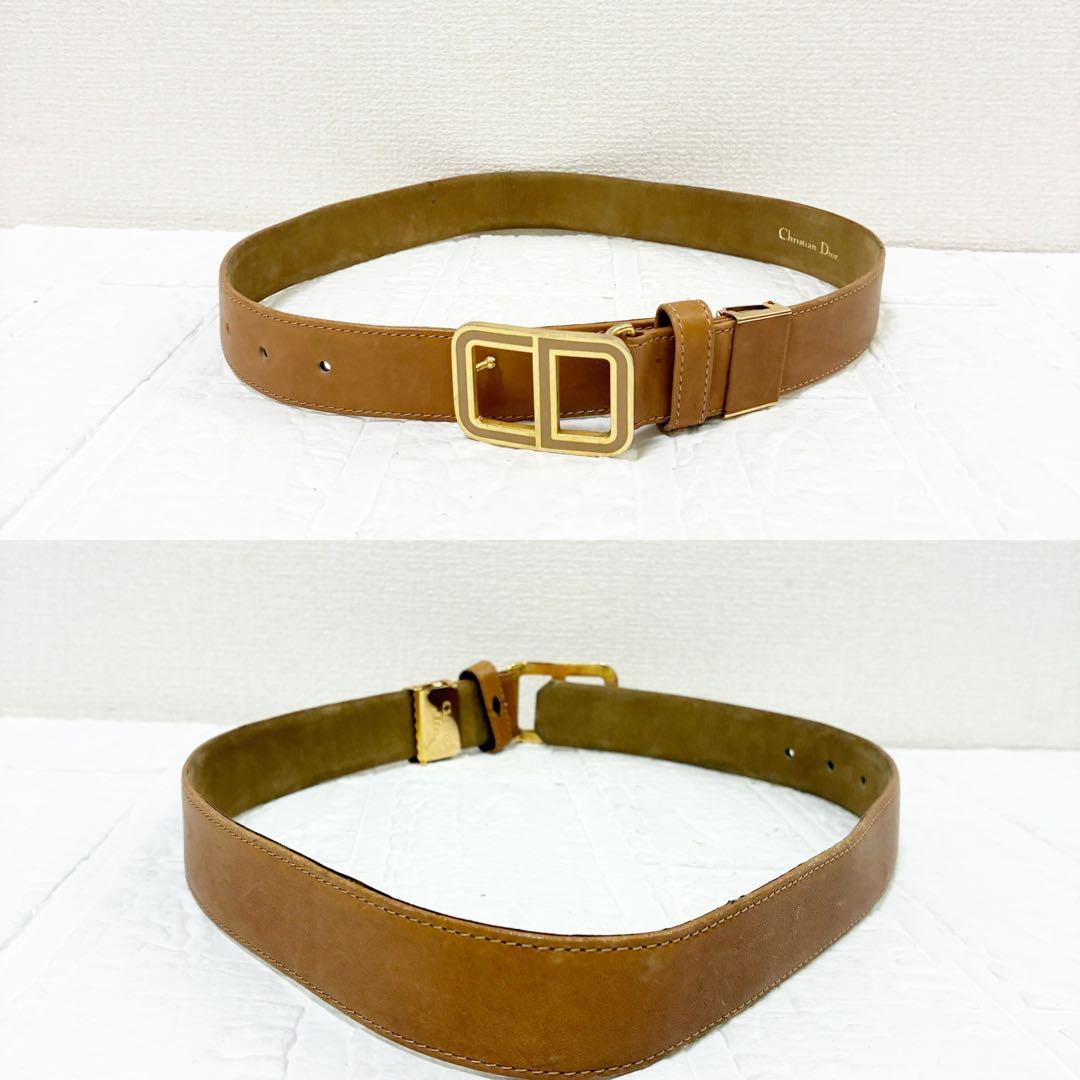 希少　Christian Dior ディオール ベルト　CDバックル　キャメル