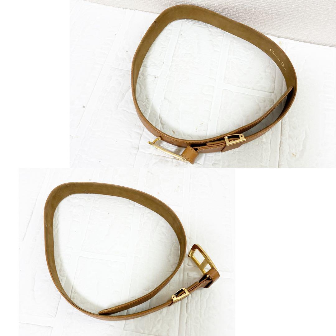 希少　Christian Dior ディオール ベルト　CDバックル　キャメル