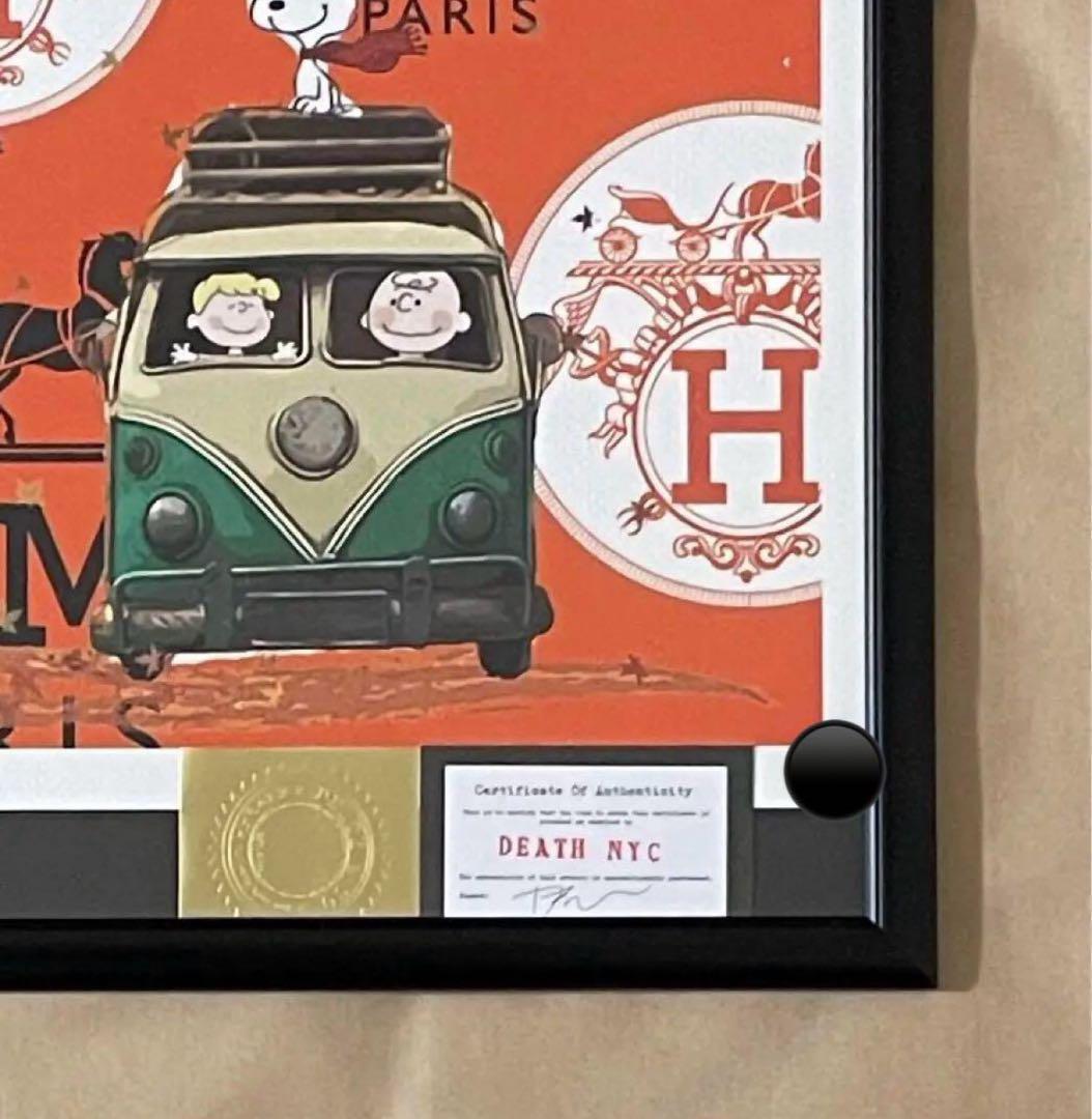 額付き/DEATH NYC/アートポスター/スヌーピー /チャーリーブラウン