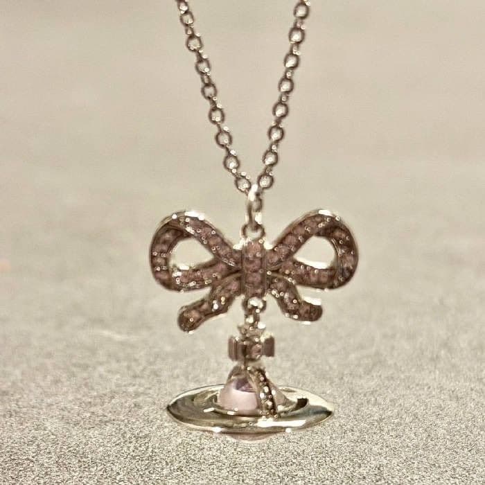 【ピンク】ヴィヴィアンウエストウッド　ドロップリボン　ネックレス