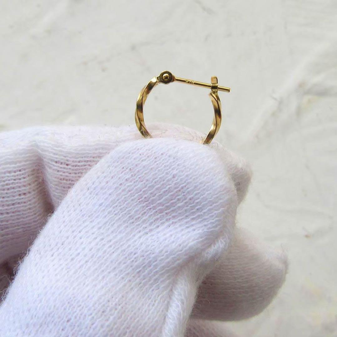 K18 ピアス フープ 18K 12mm 刻印あり ツイスト つけっぱなし 片耳
