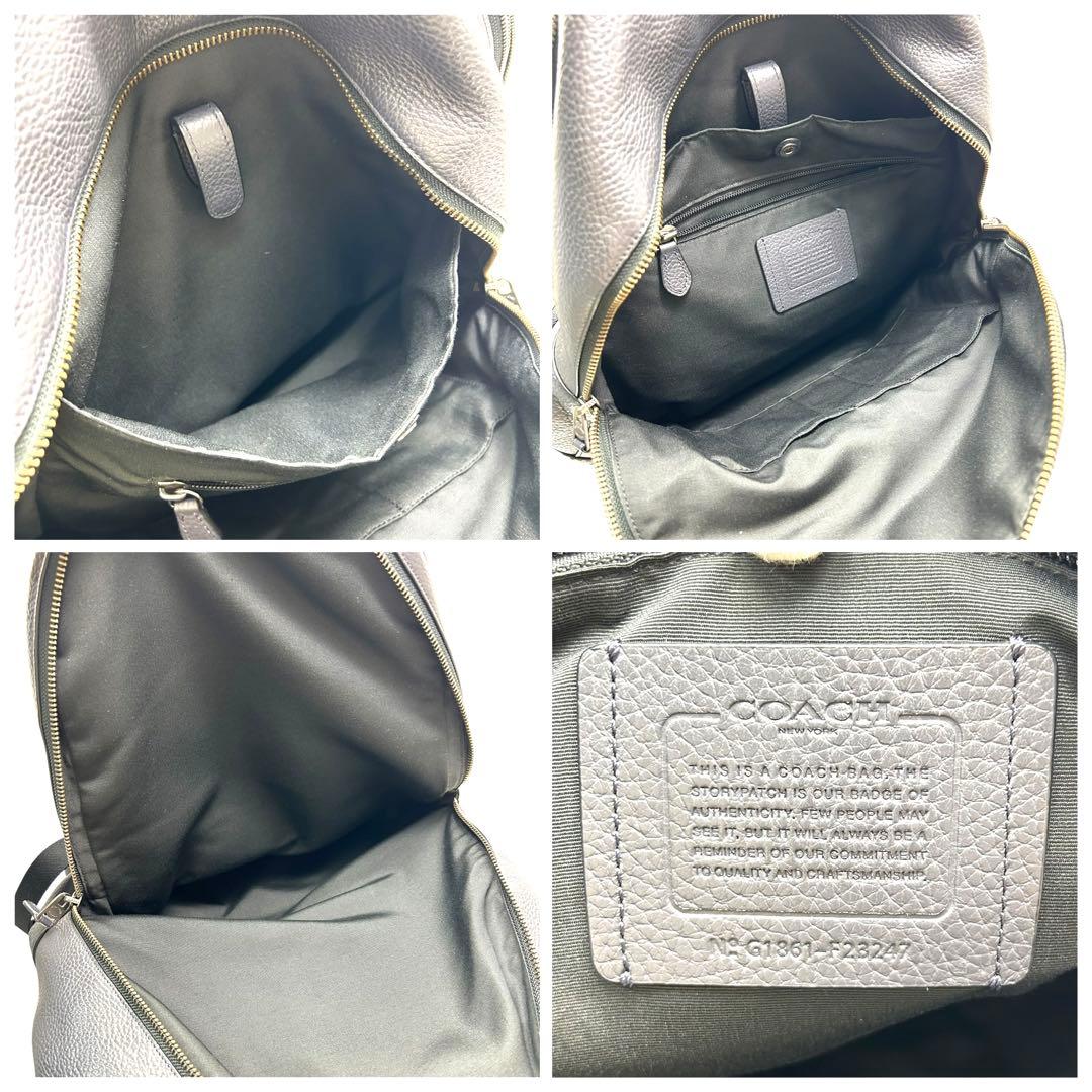 美品 COACH コーチ リュック バッグパック 2層式 レザー グレー　 A4