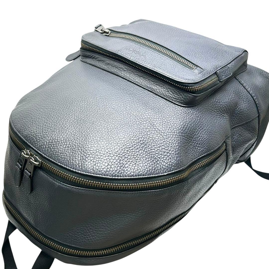 美品 COACH コーチ リュック バッグパック 2層式 レザー グレー　 A4