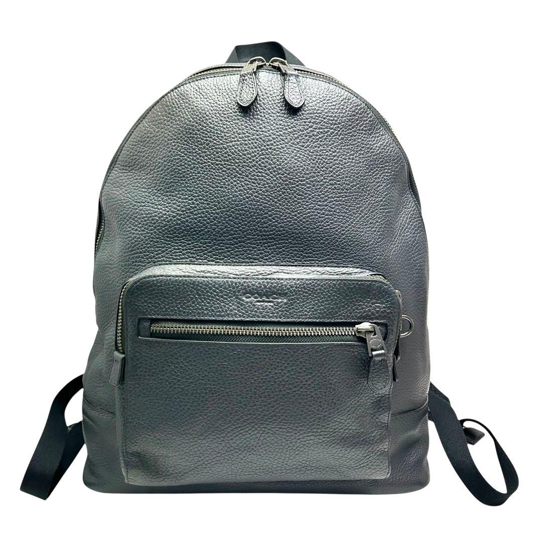 美品 COACH コーチ リュック バッグパック 2層式 レザー グレー　 A4