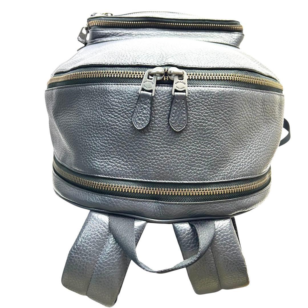 美品 COACH コーチ リュック バッグパック 2層式 レザー グレー　 A4