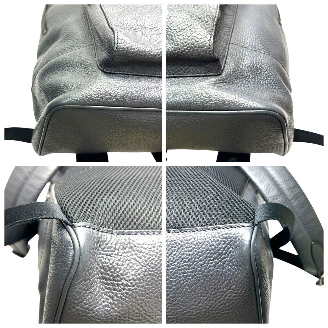 美品 COACH コーチ リュック バッグパック 2層式 レザー グレー　 A4