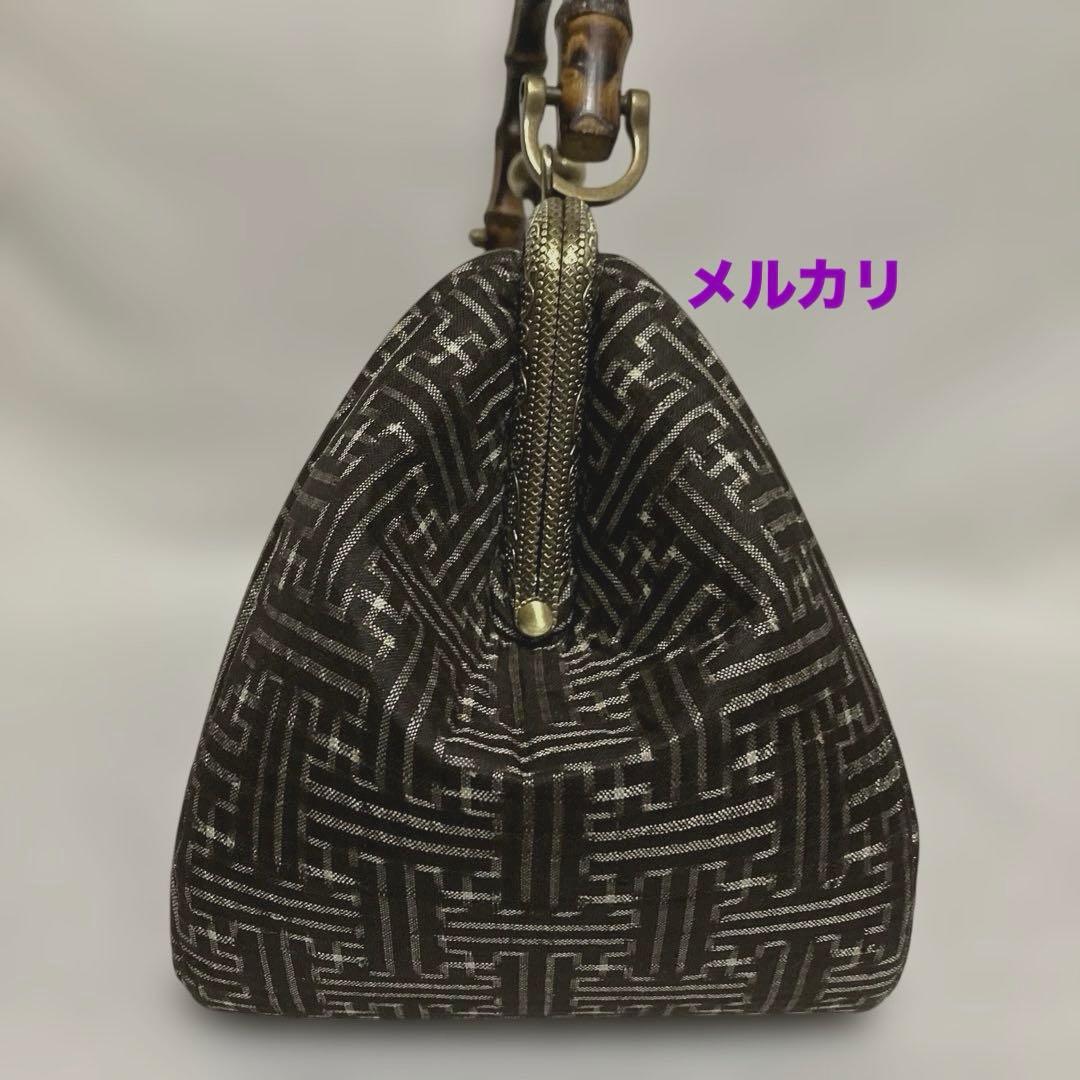 大島紬　龍郷　秋名バラ　8玉　がま口バッグ　ハンドメイド　着物バッグ