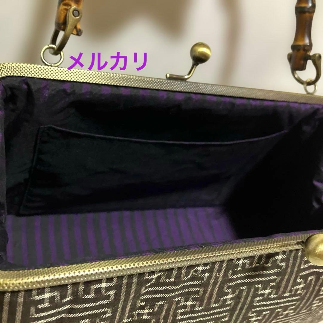 大島紬　龍郷　秋名バラ　8玉　がま口バッグ　ハンドメイド　着物バッグ