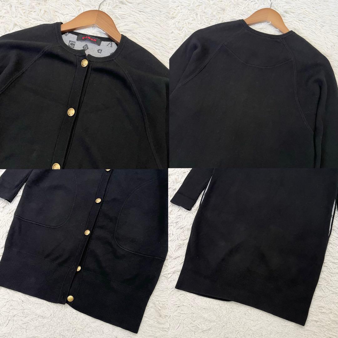 希少✨キャバン　カーディガン　ラグランスリーブ　ロング　カシミヤ混　金ボタン　黒