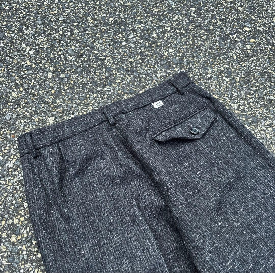 ふ*く様 80s 90s ワイドスラックス 絣 ネップ ブラック シティーボーイ