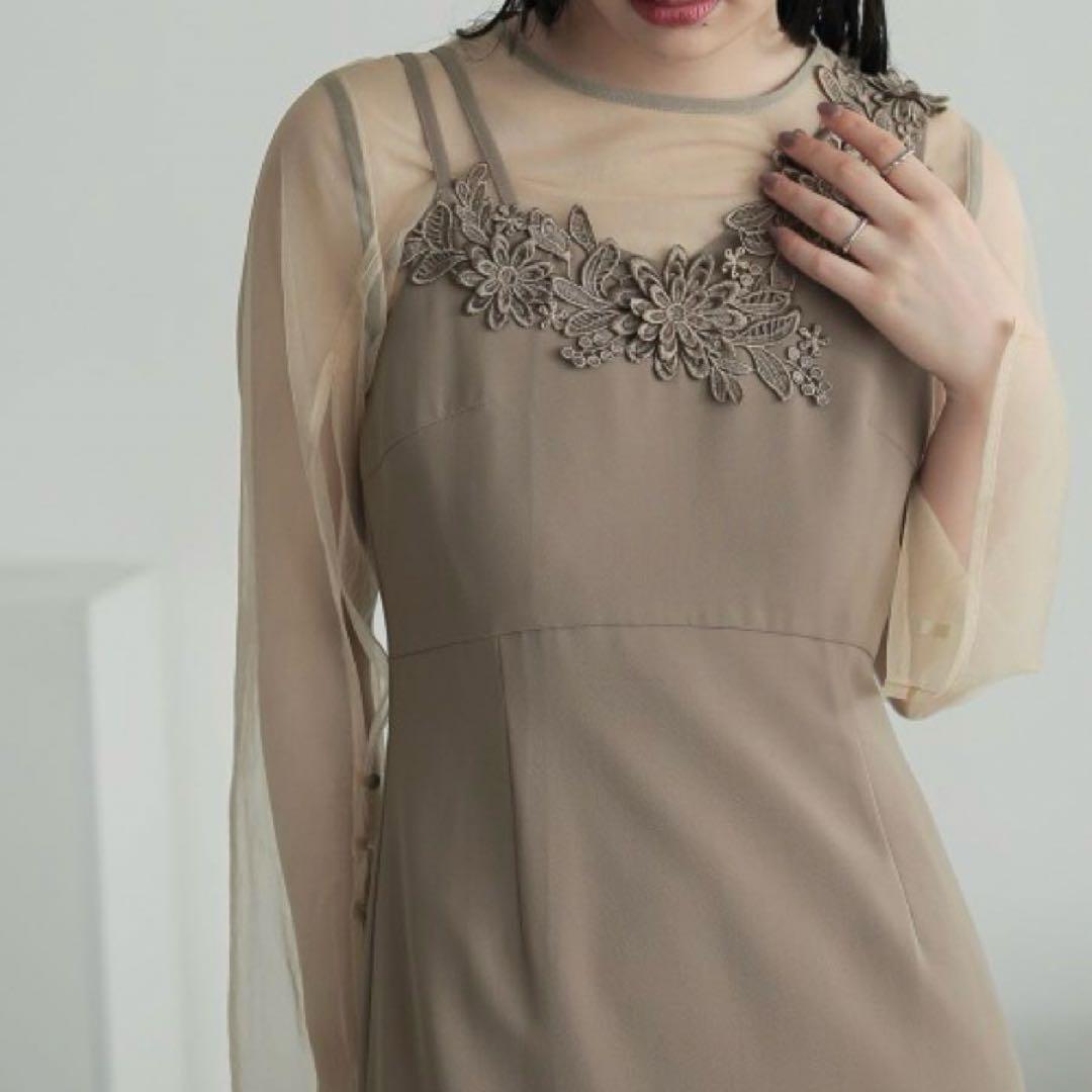 【2Way・大きいサイズ 3L】　カラルス　パーティードレス　刺繍　チュール