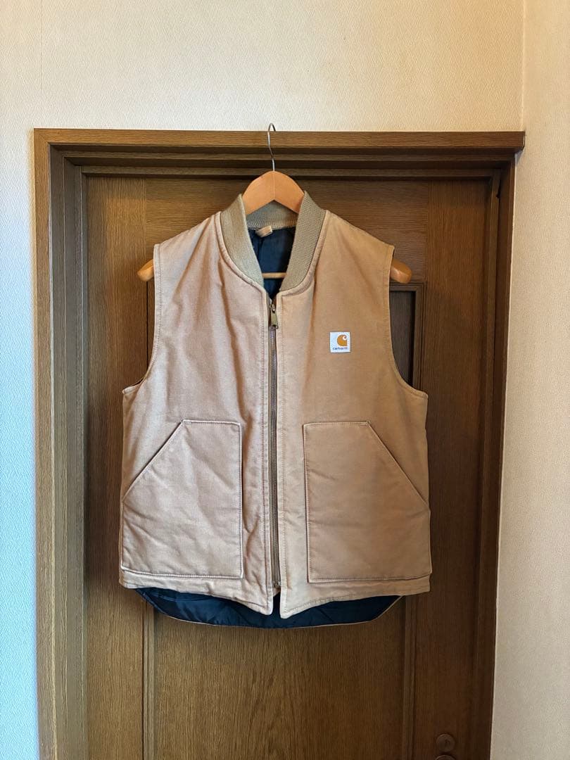 90's USA製Carhartt カーハート ダック ベスト 腰ゴム　星マーク
