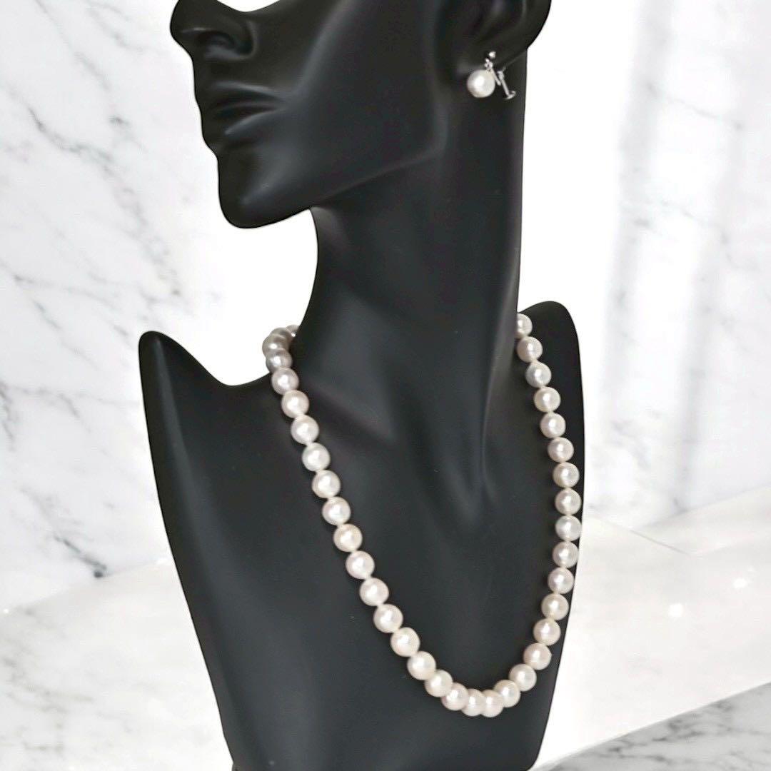 【最高峰】アコヤ　パール　本真珠　ネックレス　イヤリング　シルバー　大珠