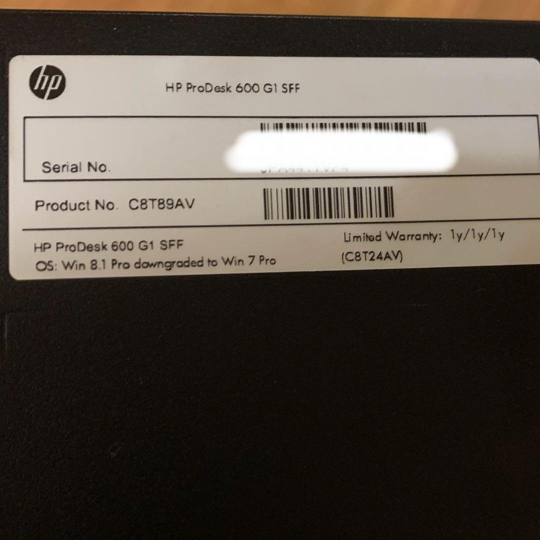 HP Prodesk 600 G1 SFF core i7 メモリ24G