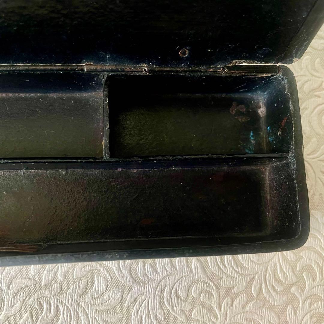 パピエマシェ小鳥柄ペンケース 筆箱　フランスアンティーク 雀　スズメ　バード