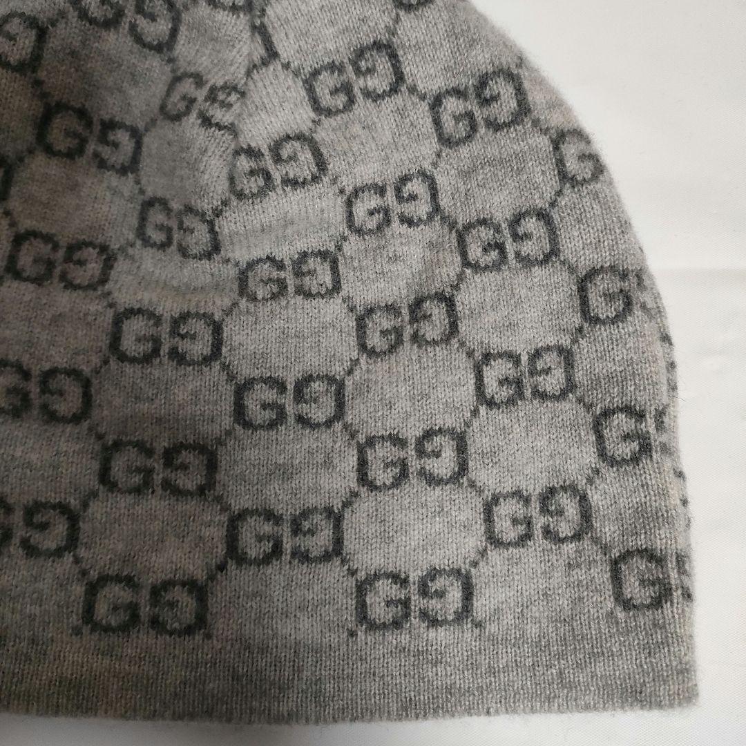 GUCCI　グッチ　ニット帽　GG柄　カシミヤ100%