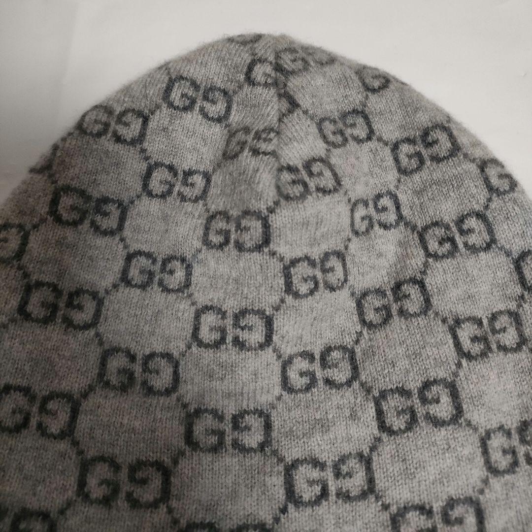 GUCCI　グッチ　ニット帽　GG柄　カシミヤ100%